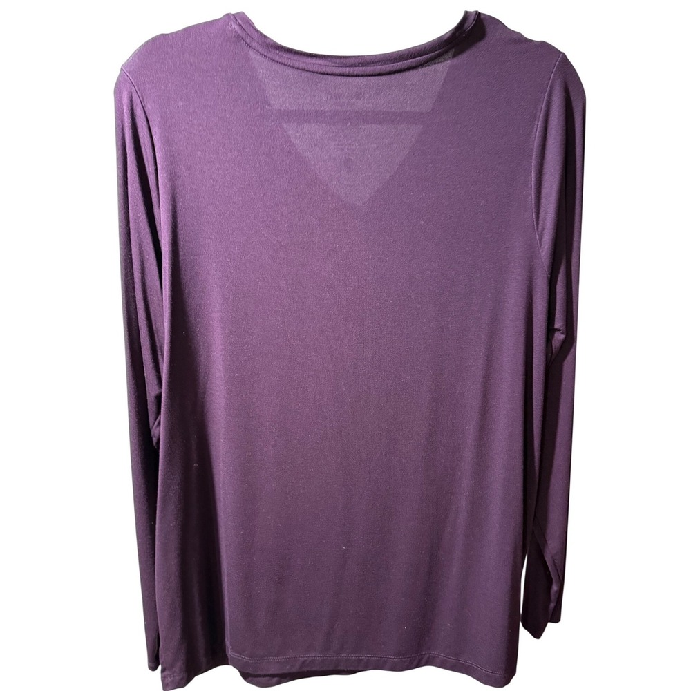 Nine West Soft Spun V Neck Long Sleeve Shirt Plum OX‎ Top Everyday Layering Soft - Picture 2 of 8
